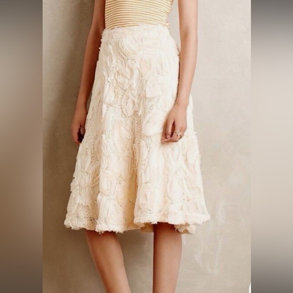 Anthropologie Dresses & Skirts - Anthropologie HD In Paris Petaluma Rosette Floral Cream Midi Boho Skirt Size 6